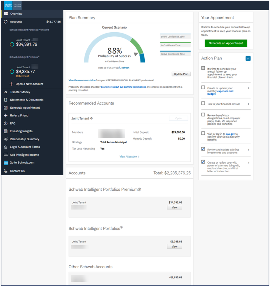 Charles Schwab Interface Screenshot