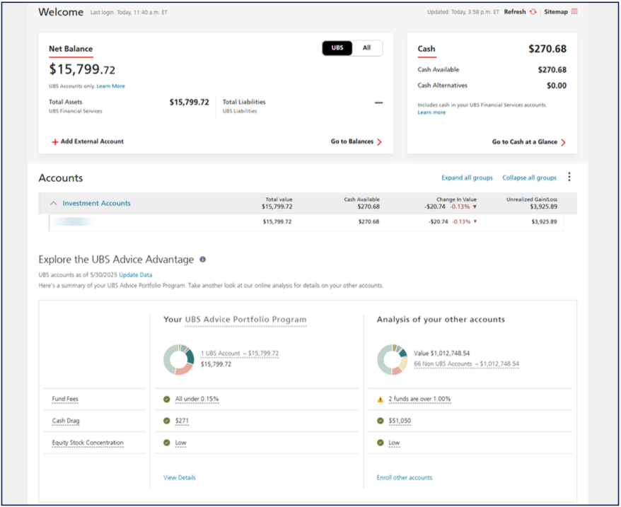 UBS Interface Screenshot