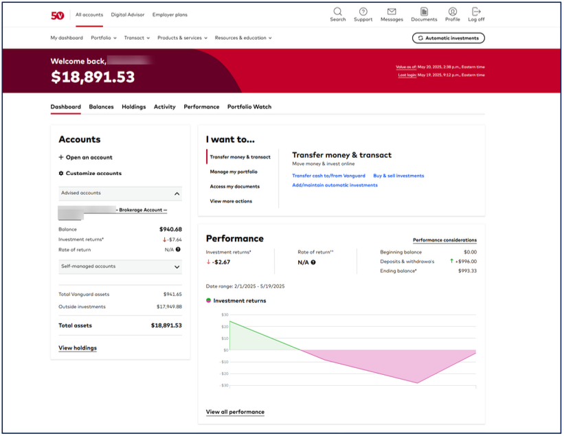 Vanguard Interface Screenshot